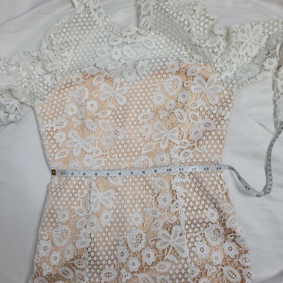 FREE PEOPLE dress‎ La Spezia white floral crochet lace bridal M - Picture 12 of 15
